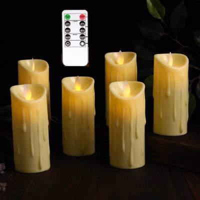 China Romantic Candlelight Flameless Candles With Remote Timer Teardrop Flicker Wave Shaped Tealight Real Wax Simulate Led Drip Candles for sale