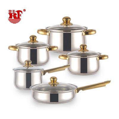 China Sustainable 12pcs Cookware Sets Stainless Steel Cooking Pot Set Stainless Steel Stainless Steel Cookware Set / Cooking Pot / Stock Pot Set for sale