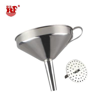 China Amazon 201/304 Sustainable Hot Sale Stainless Steel Metal Funnel With Filter Strainer for sale