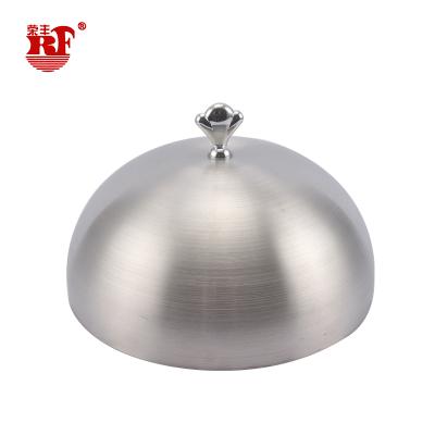 China Crown Viable Hand Style Stainless Steel Beef Steak Dome Dish Round Dish Food Cover for sale