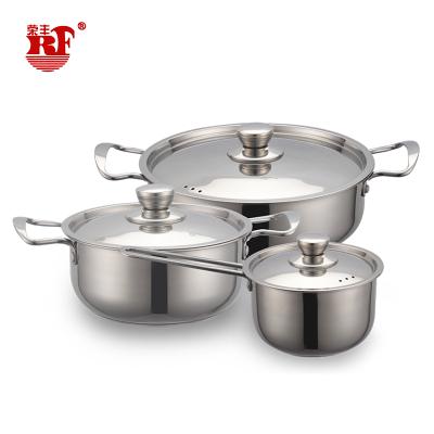 China Sustainable 3pcs stainless steel cookware sets export gift box packaging for sale