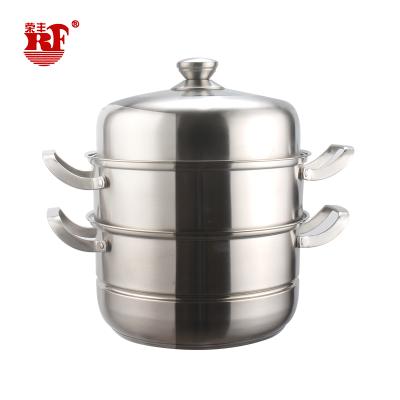 China Large Size Viable 3 Layer Stainless Steel Dim Sum Set Steamer With European Style for sale