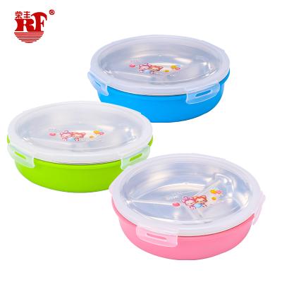 China Stainless Steel Bento Box 3 Compartment Lunch Box Viable Leakproof Food Container For Kids for sale