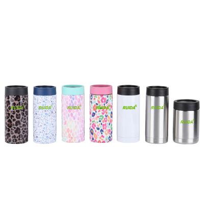 China Wholesale 12oz Sublimation Stainless Steel Slim Viable Vacuum Beer Can Cooler Tumbler Drinkware Coffee Mug With Lid for sale