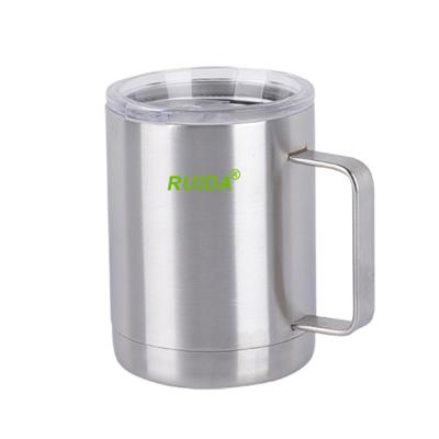 China Popular High Quality Sustainable 14oz Stainless Steel Vacuum Coffee Mug Beer Mug With Handle And Lid for sale