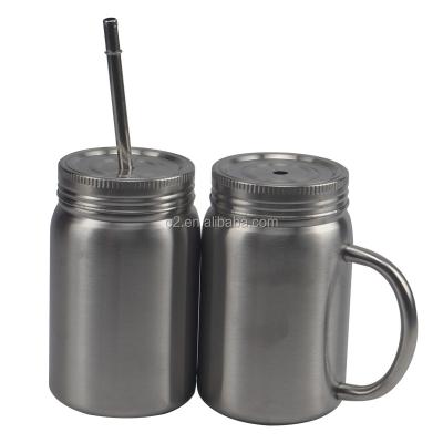 China 12oz Disposable Color Metal Coffee Mug Stainless Steel Customized Mason Jars With Straw Double Wall Travel Portable Tumbler With Lid for sale