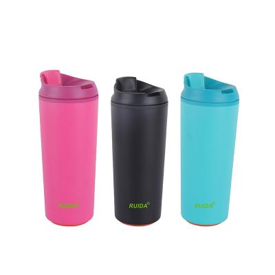 China New Design 350ml Sustainable Plastic Tumbler Cup Custom Logo Printing Plastic Bottle With Leak Proof Lid for sale