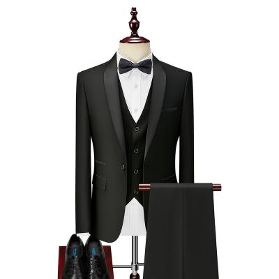 China Anti-Wrinkle Luxury Men's Suit 3 Piece Luxury Men's Suit Solid Color Slim Business Suit Wedding Fashion Sets Plus Size Men's Blazer+Vest+Pants for sale