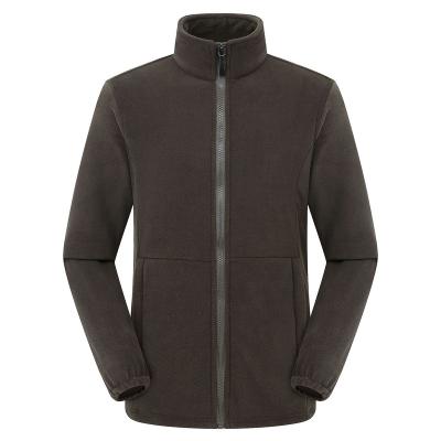 China 2020 Breathable Cheap Rise Custom Logo Jacket Coffee Color Collar Stand Coat Men's Fleece Jacket for sale