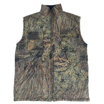 China 2021 Anti-wrinkle weed printed vest tree printed weskit for hunting black cotton jacket stand collar sleeveless vest for sale