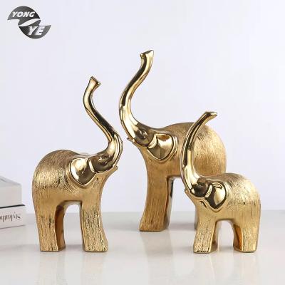 China Shape Matte Ceramic Animal Vivid Plating Home Decor Elephant Home Decor Porcelain Statue Decor Ceramic Figurines for sale