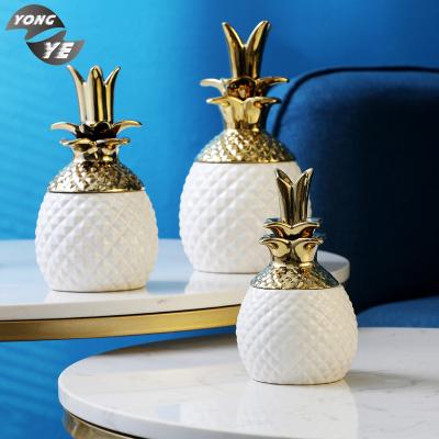 China Freshness Preservation Animal Home Decoration Handmade Modern Customized Pineapple Ceramic Jar for sale