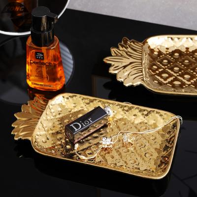 China INS style fruit china dishes jewelry dessert tray Nordic ceramic luxury pineapple shaped disposable customized tray for sale