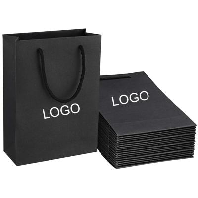 China Recyclable Custom Reusable Whole Logo Matte Paper Recyclable Gift Retail Party Black Strong Shopping Bags for sale