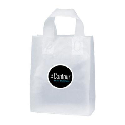 China Moisture Proof Strong Frosted Clear Plastic Take Out Bag With Strap Handle Soft High Density Polyethylene Shopping Bag for sale