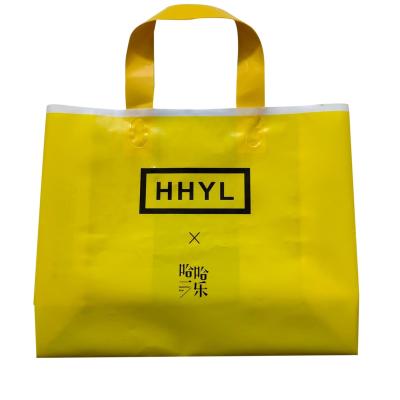 China Eco-friendly custom logo print promotion foldable packaging maker bolsa LDPE plastic shopping bag with handle for sale