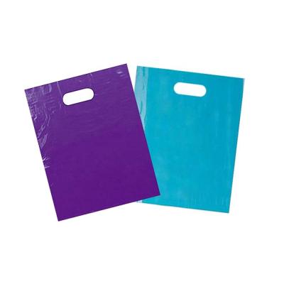 China Moisture Proof Plastic Die Cut Merchandise Bags Handles Retail Store Bags Perfect In Small Garage Sales And Shops Stores Trade Show Events for sale