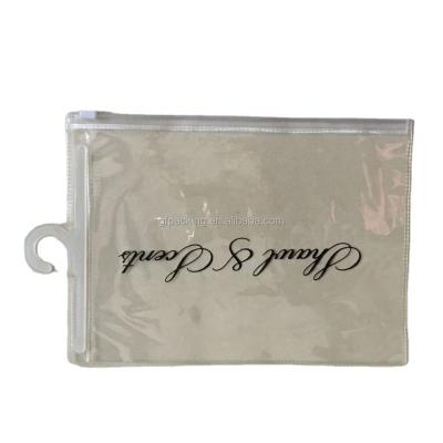 China Recyclable Custom Logo Printed Plastic Hanger Clear PVC Zipper Bag For Underwear for sale