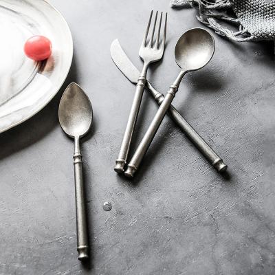 China Hot-selling Luxury Style Disposable Flatware For Restaurant One Unique 18/10 Stainless Steel Matte Cutlery Set Knife And Fork Spoon for sale