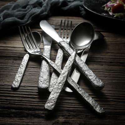 China Wholesale Disposable Mirror Cutlery Hotel Restaurant Stainless Steel Silver Flatware Set Knife Fork Spoon for sale