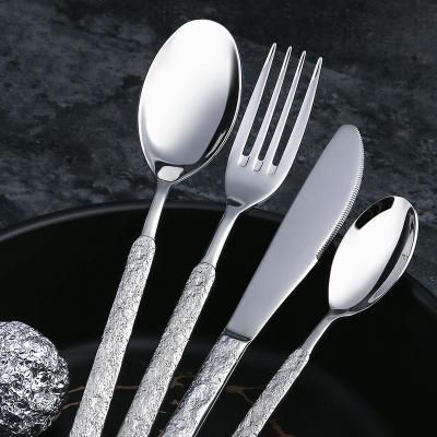 China Silver Colors Portable Japan Thailand 18/10 Disposable Wedding Travel 4 Pieces Korean Asking Cutlery Set 304 Stainless Steel Flatware for sale