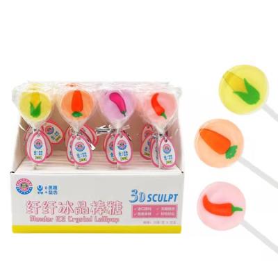 China Natural Thin Ice Crystal Lollipop Shape Seasonal Vegetable Lollipop 10g*32pcs for sale