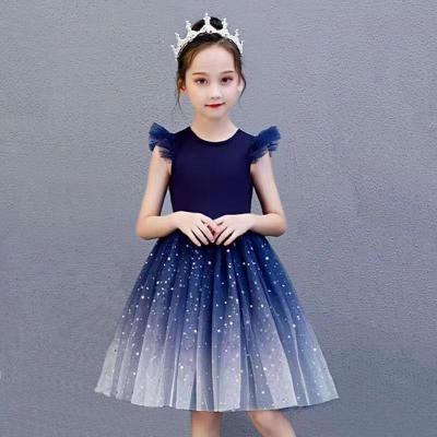 China Anti-Static Summer Dress Star Mesh Girls Sleeveless Dresses For Summer Season for sale