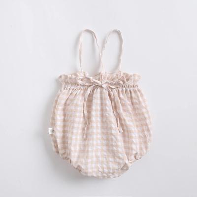 China 100% Cotton Fashion Baby Rompers Summer Plaid Casual Newborn Baby Clothes 0-2y for sale