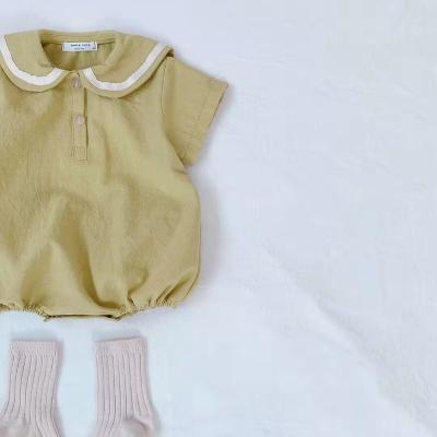 China 100% Plain Canvas Infant Baby Cotton Summer Casual Soft Newborn Jumpsuit Rompers for sale