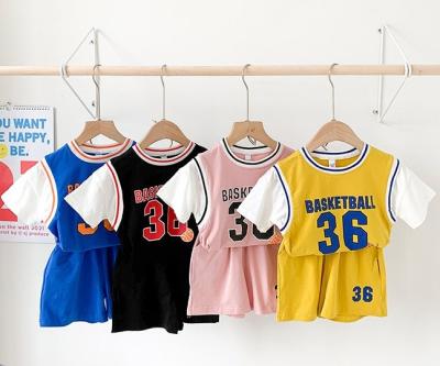 China New Fashion Toddler Boys 2pcs Basketball Breathable Summer Casual Sports Kids Clothing for sale