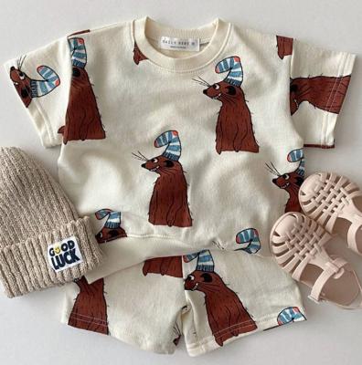 China Last Summer Breathable Cute Little Kids Sets Soft Casual Printed Outfits for sale