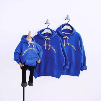 China Korean Fleece Winter Fleece Embroidery Children Warm Breathable Parents Sweatshirts Korean Family Clothes for sale