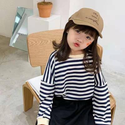 China Kids Wear Toddder Girls Soft Breathable Casual Cotton Sweatshirts Striped Pullover Tops for sale