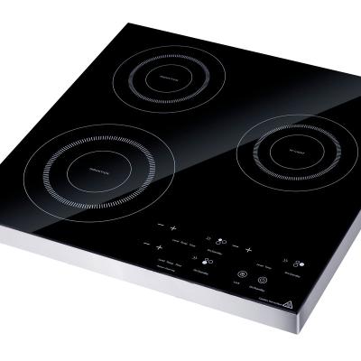 China Hotel Three Burner Black Crytal Plate Induction Cooktop GS/CE 3500W Induction Cooker For Hotel Restaurant for sale