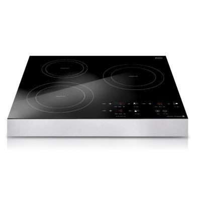 China Three independent control panel three burners pot pan 3500W power sharing stainless steel rim induction cooktop for sale