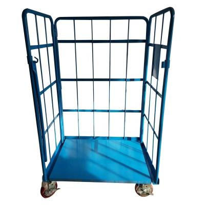 China Tooling Storage Korea Japan Style Roll Cage Trolley Hand Trolley Factory Price Galvanized Heavy Duty Trolley Cage for sale