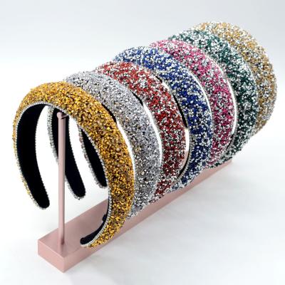 China New environment-friendly wide headband faux stone full edge headband European and American baroque sponge sponge headband for sale