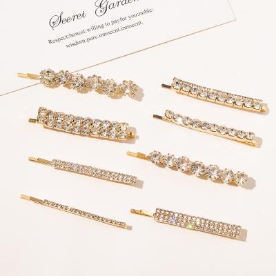 China Girl Bling Hair Clips Environmentally Friendly Rhinestones Paved Hairpins Diamond Letter Hair Clips Hairpins for sale