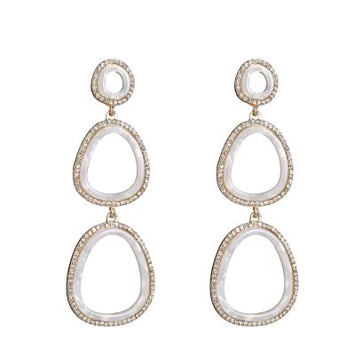 China Hot Selling New American European Geometric Circle Full Diamond Acetate Earrings Lead Free Nickel Free High Quality for sale