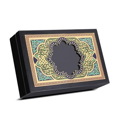 China Handmade Luxury Wooden Box Handmade Black Wood Box Corporate Gift Wooden Box Aramco for sale