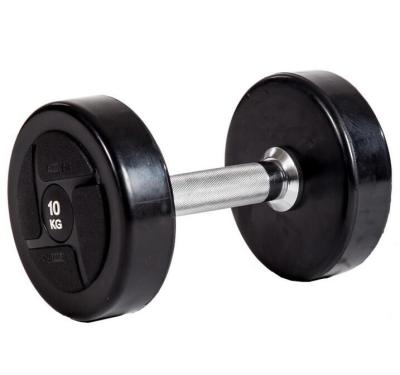 China hot rubber covered dumbbell! Professional Black Hex Fixed Rubber Dumbbell for sale