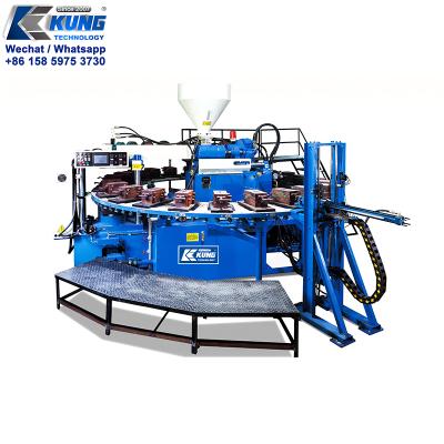 China Rotary single color pvc jelly shoe airblowing molding machine with v shape Te koop