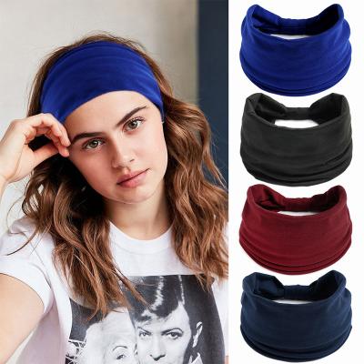 China Headband Fashion Hair Accessories Piain Head Band Yoga Workout Sports Elastic Wide Twisted Knotted Headbands For Women for sale