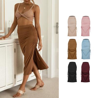 China 2022 Breathable Ladies Summer High Waist Casual High Split Long Pencil Skirt For Women for sale