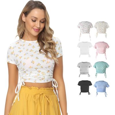 China Fashionable QUICK DRY Short Sleeve Summer Lace Crop Top Cropped T-Shirt Women for sale