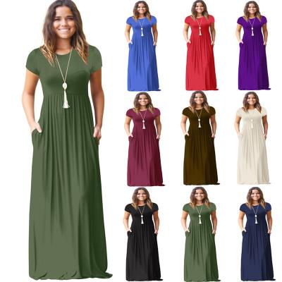 China 2022 Summer Shorts Sleeve Loose Ladies Breathable Casual T-shirt Dress Women Long Maxi With Pockets for sale