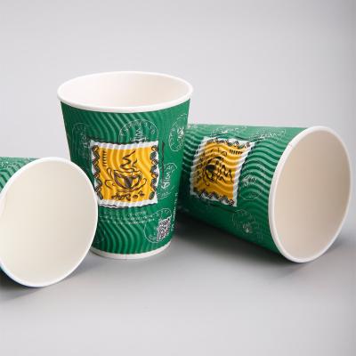 China Coffee Paper Cup Disposable Food Containers Wholesales Customized Logo Accept ODM/OEM Accept 8oz 12oz 16oz Corrugated Paper Cup Double Wall for sale