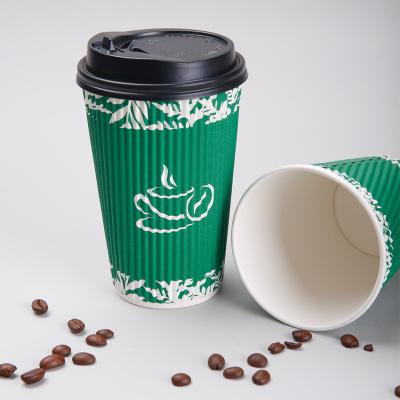 China Coffee Paper Cup Disposable Food Containers Wholesales Customized Logo Accept ODM/OEM Accept 8oz 12oz 16oz Corrugated Paper Cup Double Wall for sale