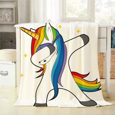 China Best Seller Top Selling Anti-pilling Stars Printed Funny Pattern Throw Unicorn Blanket For Kids for sale