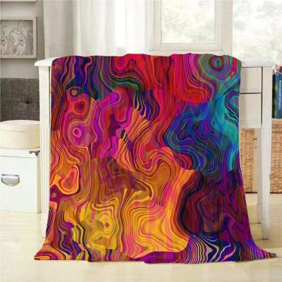 China The most popular rainbow pattern decorative anti-pilling throw cover colorful chaotic waves luxury baby blanket for sale